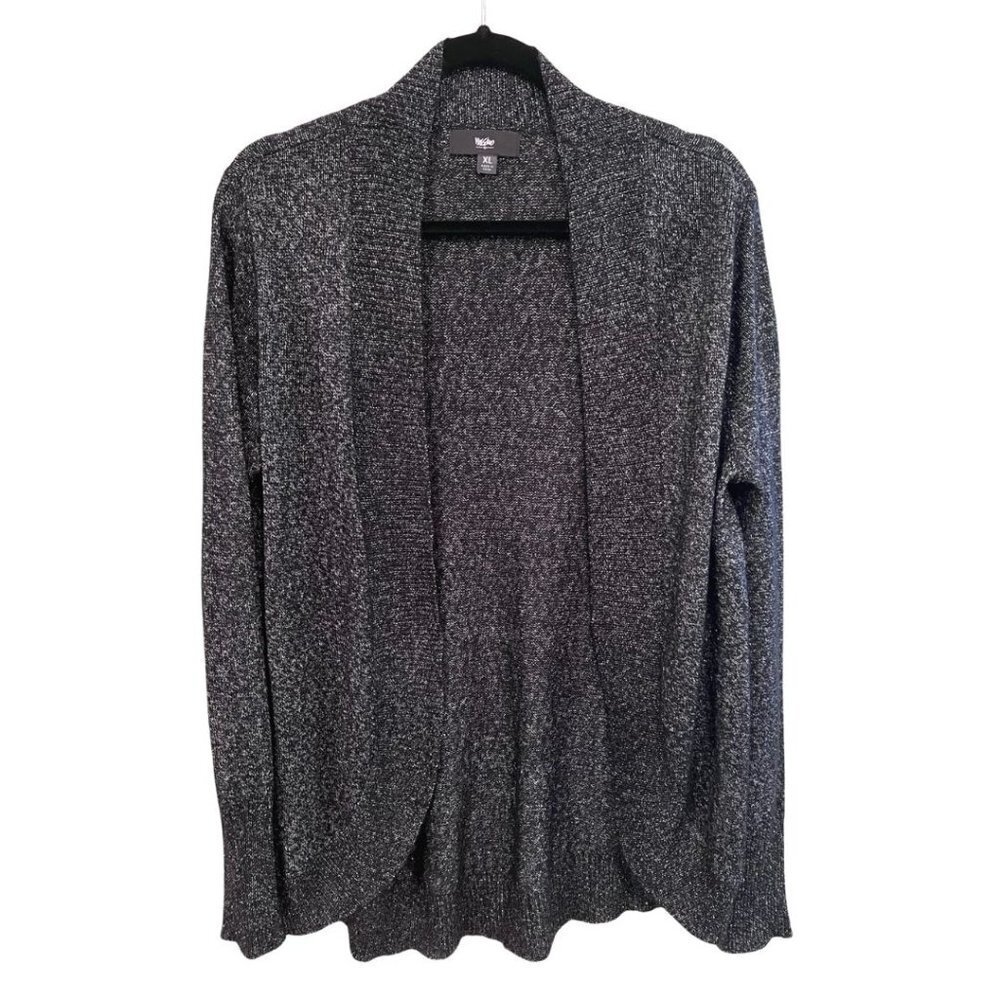 Massimo Black and Silver Open Front Cardigan Sweater / Size XL / Gently PreOwned
